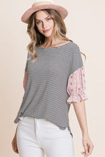 Load image into Gallery viewer, Cute Striped Curved Hem Casual Top