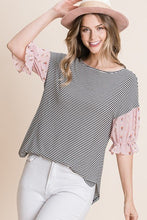 Load image into Gallery viewer, Cute Striped Curved Hem Casual Top