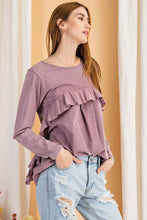 Load image into Gallery viewer, Long Sleeve Ruffled Detailing Oil Washed Knit Tunic