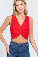 Load image into Gallery viewer, Sleeveless V-neck Twist Knot Knit Top