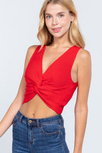 Load image into Gallery viewer, Sleeveless V-neck Twist Knot Knit Top