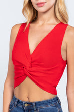 Load image into Gallery viewer, Sleeveless V-neck Twist Knot Knit Top