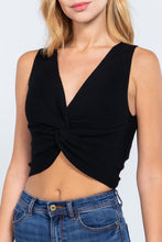 Load image into Gallery viewer, Sleeveless V-neck Twist Knot Knit Top