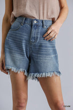 Load image into Gallery viewer, High Rise Denim Shorts With Raw Hem