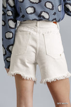 Load image into Gallery viewer, High Rise Denim Shorts With Raw Hem