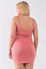 Load image into Gallery viewer, Plus Size Lite Mauve Sleeveless Scoop Neck Bodycon Cami Mini Dress