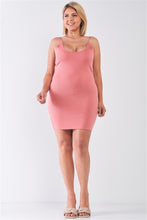 Load image into Gallery viewer, Plus Size Lite Mauve Sleeveless Scoop Neck Bodycon Cami Mini Dress