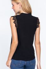 Load image into Gallery viewer, Lace Slv China Colllar Woven Top