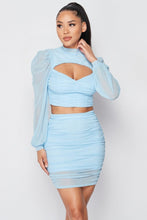 Load image into Gallery viewer, Sexy Sheer Cutout Puff Sleeved Top And Skirt Set