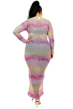 Load image into Gallery viewer, Plus See-through Gradient Fishnet Overlay Dress