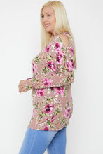 Load image into Gallery viewer, Flattering Cutout Details Floral Print Top