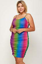 Load image into Gallery viewer, Plus Size Rainbow Ombre Print Cami Dress