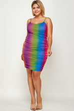 Load image into Gallery viewer, Plus Size Rainbow Ombre Print Cami Dress