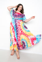 Load image into Gallery viewer, Tie Dye Off Shoulder Pleated Maxi Dress