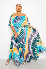 Load image into Gallery viewer, Tie Dye Off Shoulder Pleated Maxi Dress