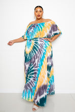 Load image into Gallery viewer, Tie Dye Off Shoulder Pleated Maxi Dress
