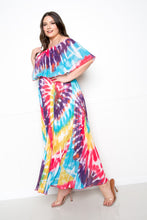 Load image into Gallery viewer, Tie Dye Off Shoulder Pleated Maxi Dress