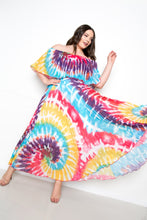 Load image into Gallery viewer, Tie Dye Off Shoulder Pleated Maxi Dress