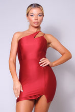 Load image into Gallery viewer, Double Strap Cutout One Shoulder Mini Dress