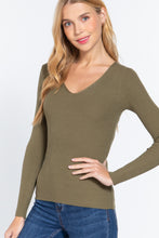 Load image into Gallery viewer, V-neck Viscose Rib Sweater