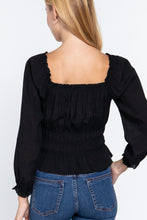 Load image into Gallery viewer, Long Slv Smocking Woven Top