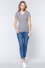 Load image into Gallery viewer, Short Sleeve V-neck Rib Top