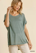 Load image into Gallery viewer, Short Sheer Dolman Sleeve Scoop Neck Top With Side Slit