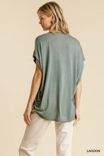 Load image into Gallery viewer, Short Sheer Dolman Sleeve Scoop Neck Top With Side Slit