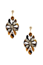 Load image into Gallery viewer, Acetate Rhinestone Flower Dangle Earring