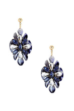 Load image into Gallery viewer, Acetate Rhinestone Flower Dangle Earring