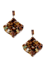 Load image into Gallery viewer, Acetate Rhinestone Square Dangle Earring