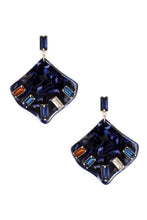 Load image into Gallery viewer, Acetate Rhinestone Square Dangle Earring