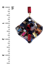 Load image into Gallery viewer, Acetate Rhinestone Square Dangle Earring