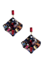 Load image into Gallery viewer, Acetate Rhinestone Square Dangle Earring