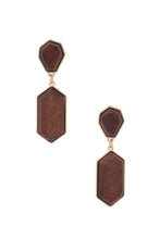 Load image into Gallery viewer, Geometric Wood Post Drop Earring