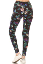 Load image into Gallery viewer, Long Yoga Style Banded Lined Floral Printed Knit Legging With High Waist