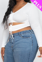 Load image into Gallery viewer, Plus Size Drawstring Ruched Cutout Crop Top