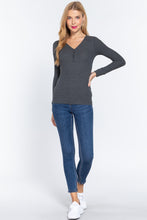 Load image into Gallery viewer, Long Slv V-neck Placket Thermal Top