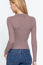 Load image into Gallery viewer, Notched Collar Zippered Sweater
