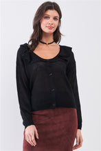 Load image into Gallery viewer, Round Neck Bertha Collar Button-front Cardigan