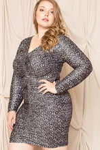 Load image into Gallery viewer, Leopard Print Shirring Plus Size Mini Dress