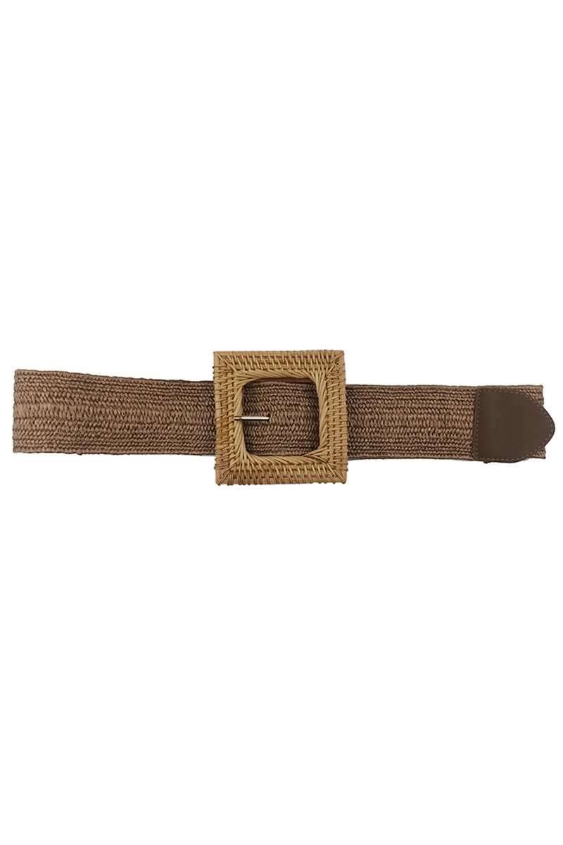 Fashion Square Straw Buckle Belt