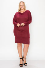 Load image into Gallery viewer, Draped Neck Long Sleeve Dress