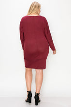 Load image into Gallery viewer, Draped Neck Long Sleeve Dress