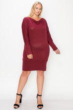 Load image into Gallery viewer, Draped Neck Long Sleeve Dress