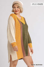Load image into Gallery viewer, Oversized Multicolor Bouclé V-neck Pullover Sweater Dress With Side Slit