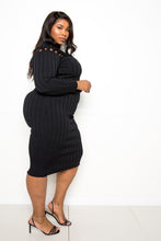 Load image into Gallery viewer, Bodycon Sweater Dress With Knot Detail