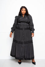 Load image into Gallery viewer, Belted Shirt Dress With Ruffle Detail