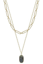 Load image into Gallery viewer, 2 Layered Metal Chain Stone Pendant Necklace