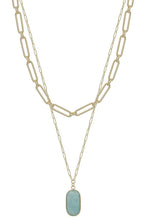 Load image into Gallery viewer, 2 Layered Metal Chain Stone Pendant Necklace